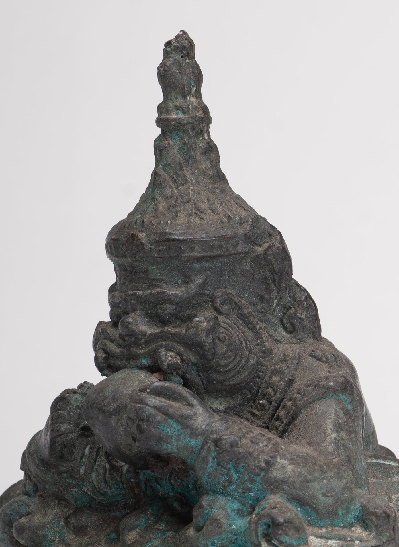 Phra Rahu Statue - Antique Thai Style God of Eclipses and Protection Phra Rahu Statue - 15.5cm/6"