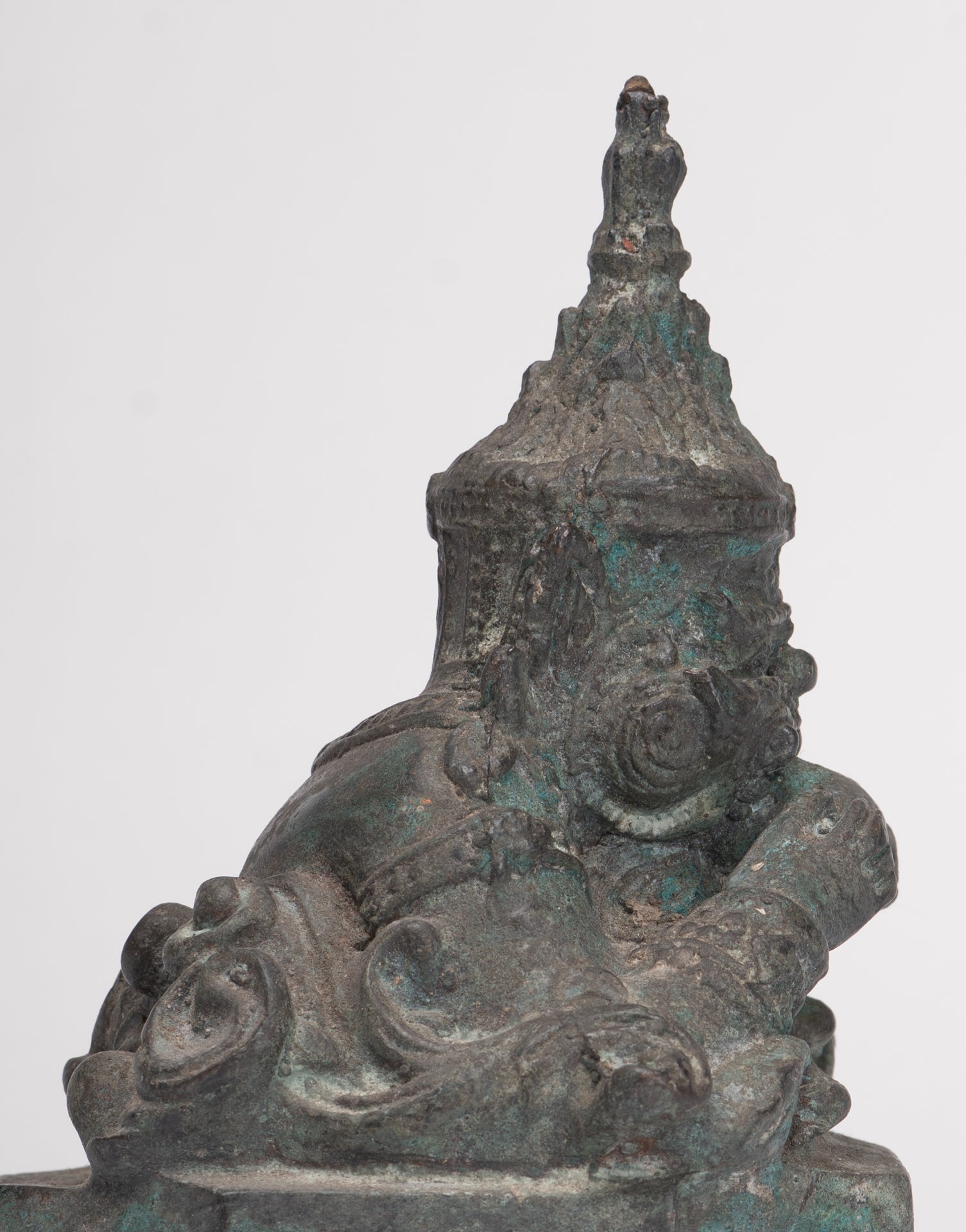 Phra Rahu Statue - Antique Thai Style God of Eclipses and Protection Phra Rahu Statue - 15.5cm/6"