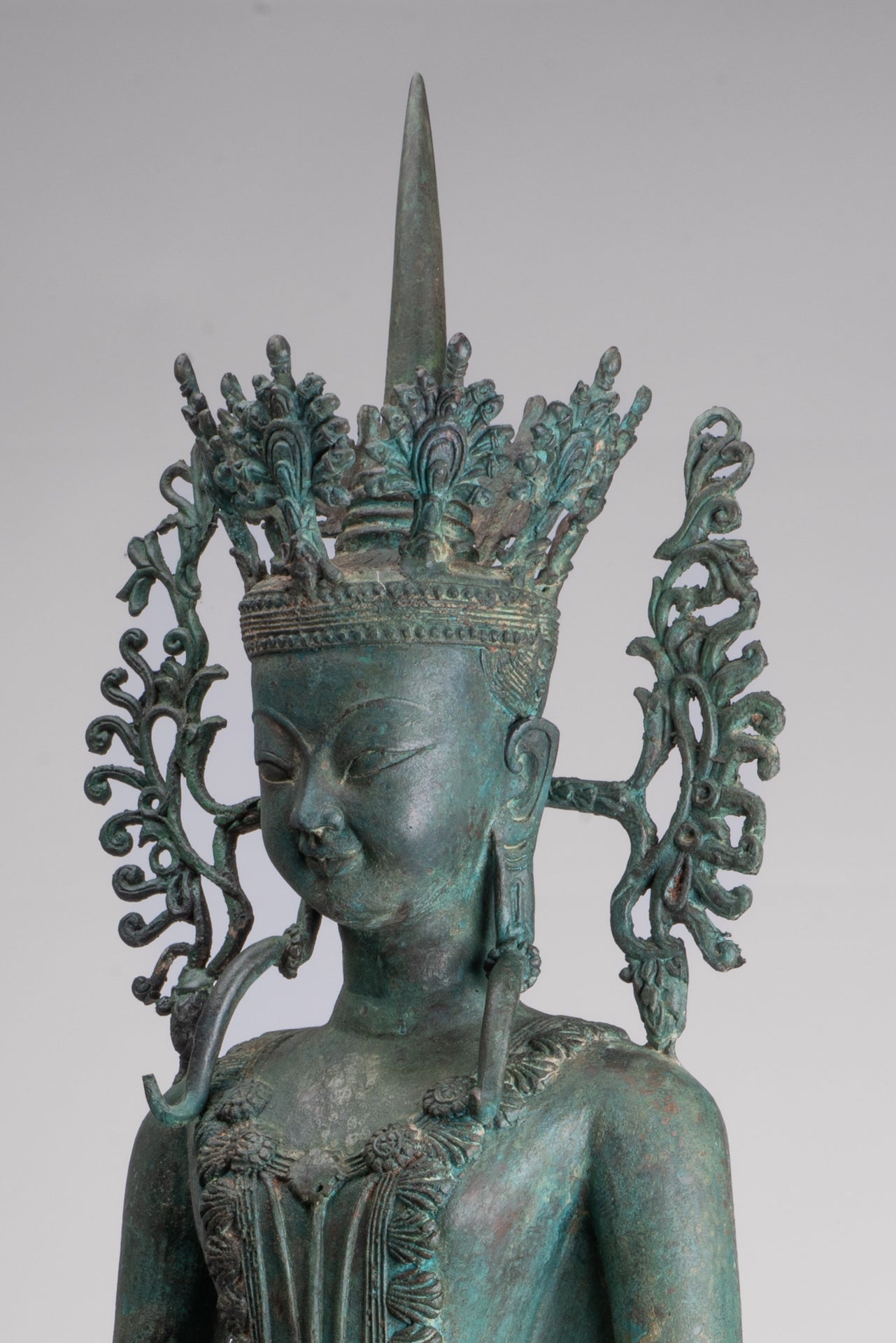 Large Buddha Statue - Antique Burmese Style Bronze Shan Enlightenment Seated Buddha Statue - 103cm/41"