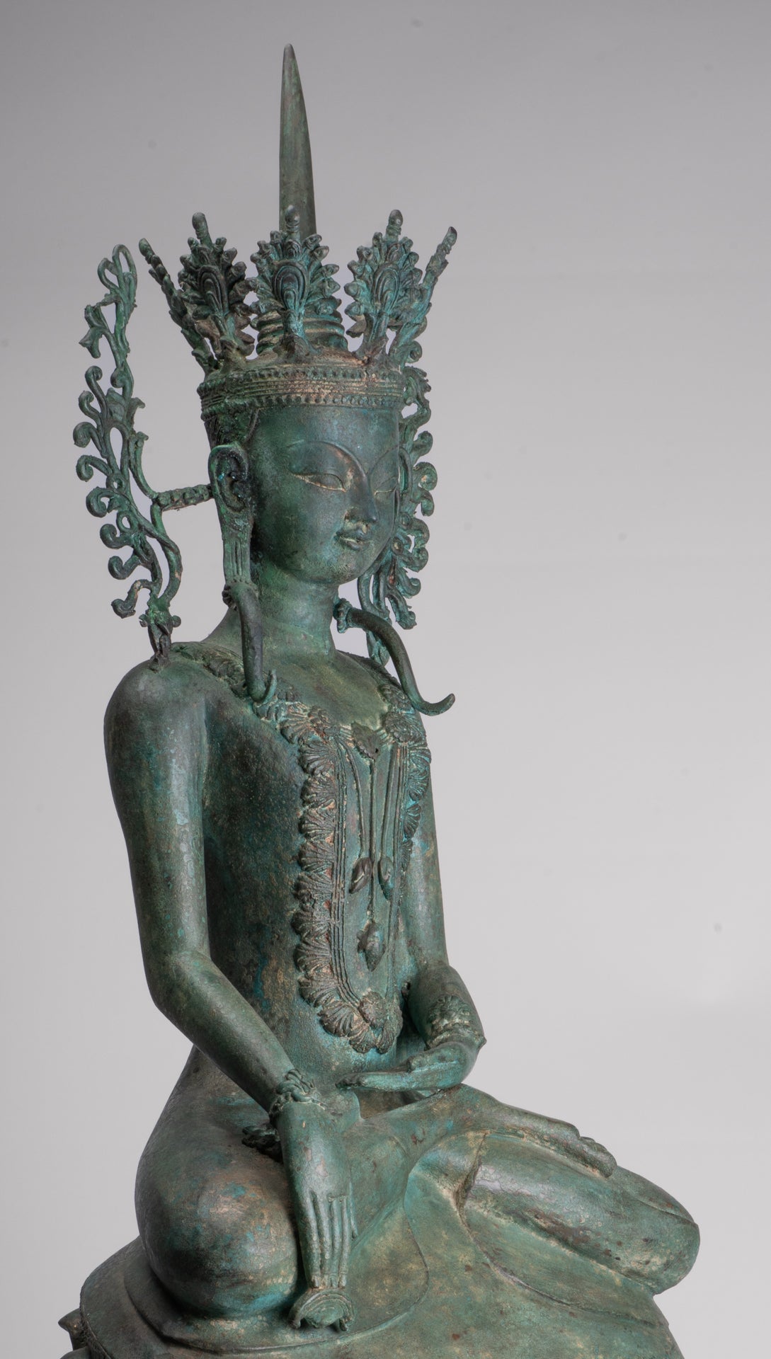 Large Buddha Statue - Antique Burmese Style Bronze Shan Enlightenment Seated Buddha Statue - 103cm/41"
