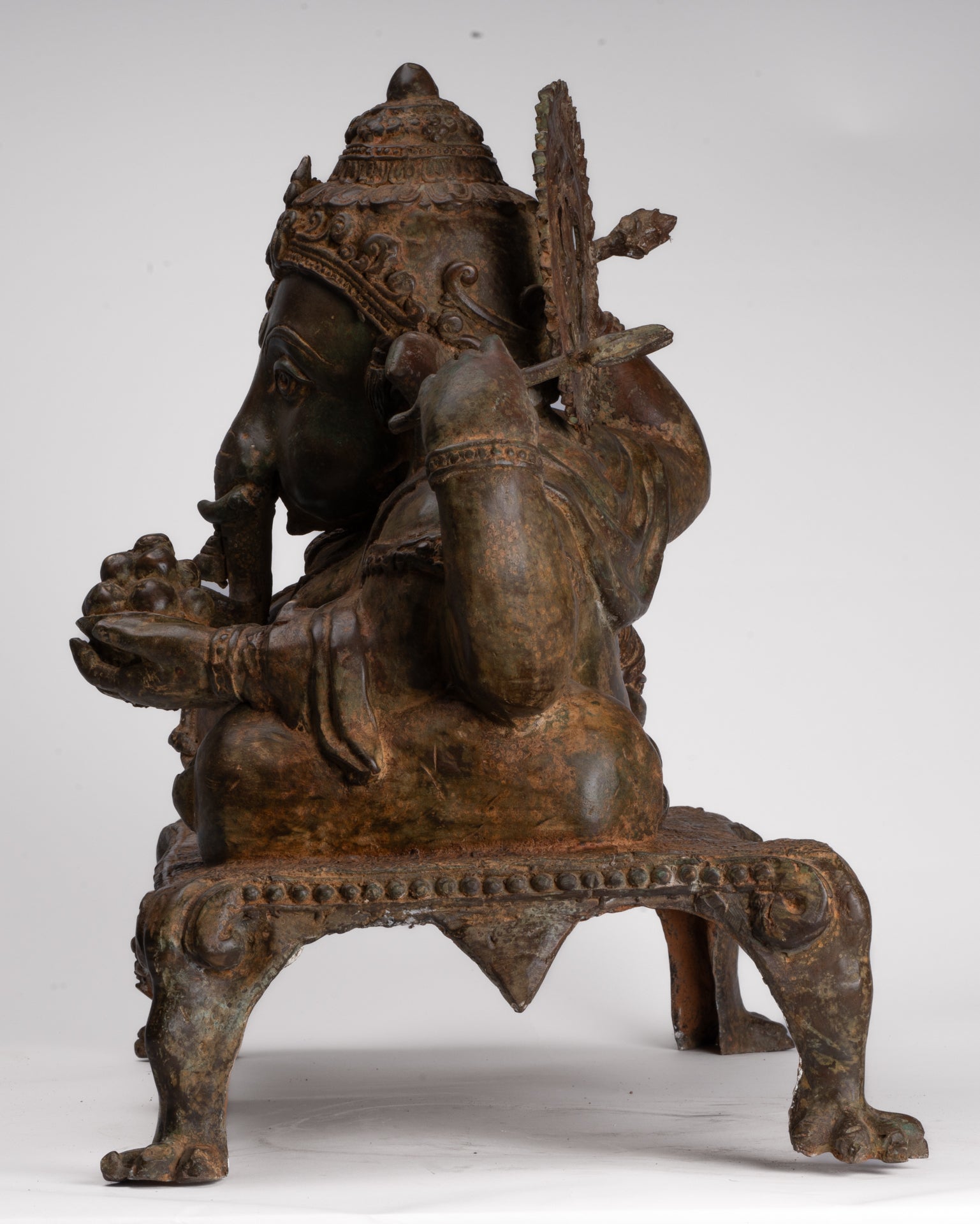Ganesh - Antique Thai Style Bronze Reclining Ganesha Statue - 47cm/19"