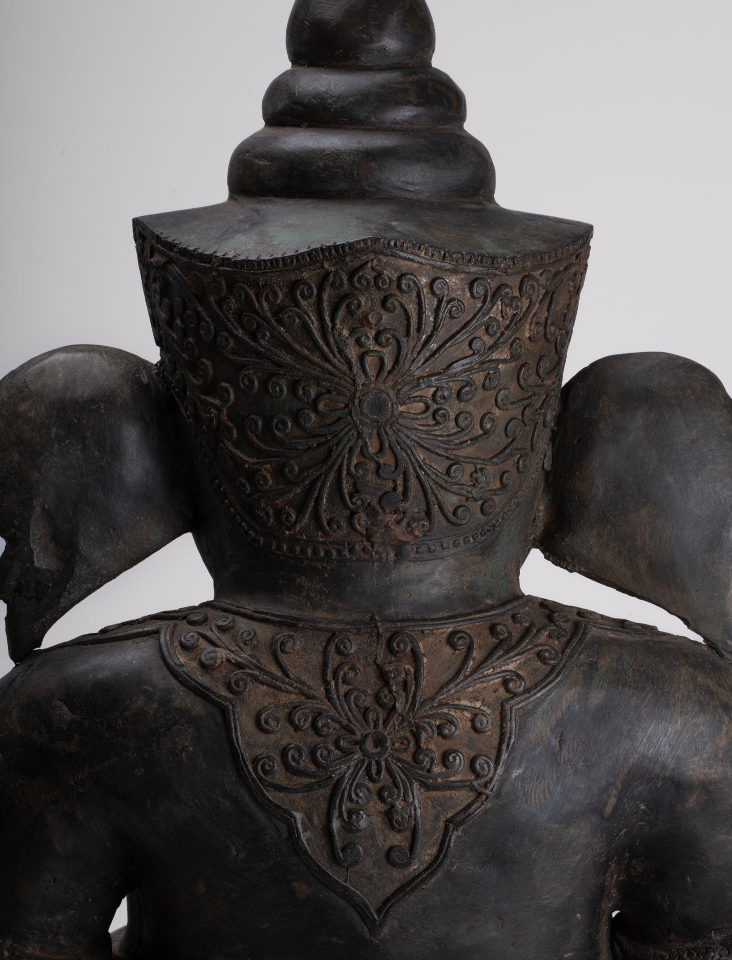 Ganesha Statue - Antique Thai Style Bronze Seated 2-Arm Ganesha Statue - 65cm/26"