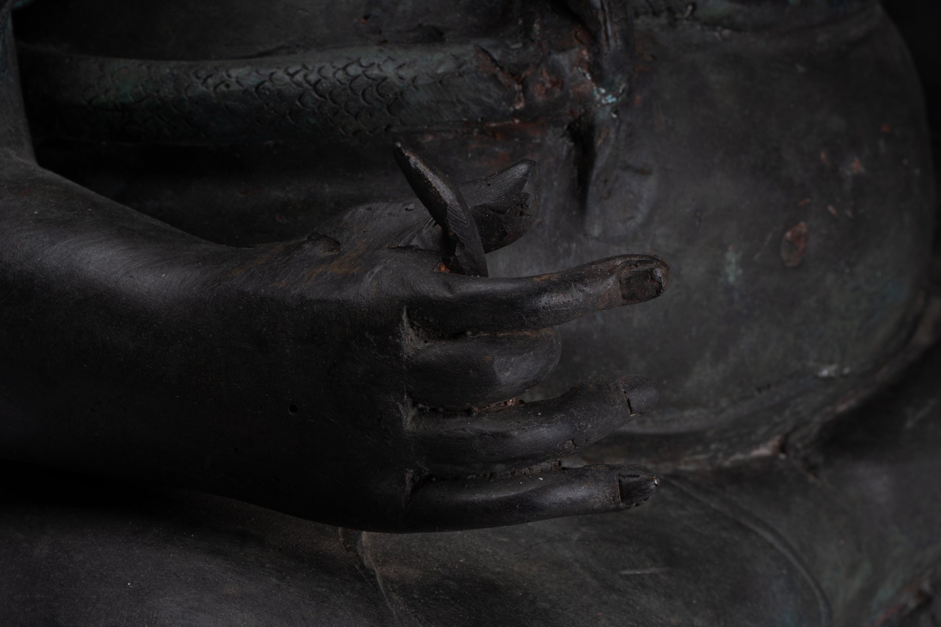 Ganesha Statue - Antique Thai Style Bronze Seated 2-Arm Ganesha Statue - 65cm/26"