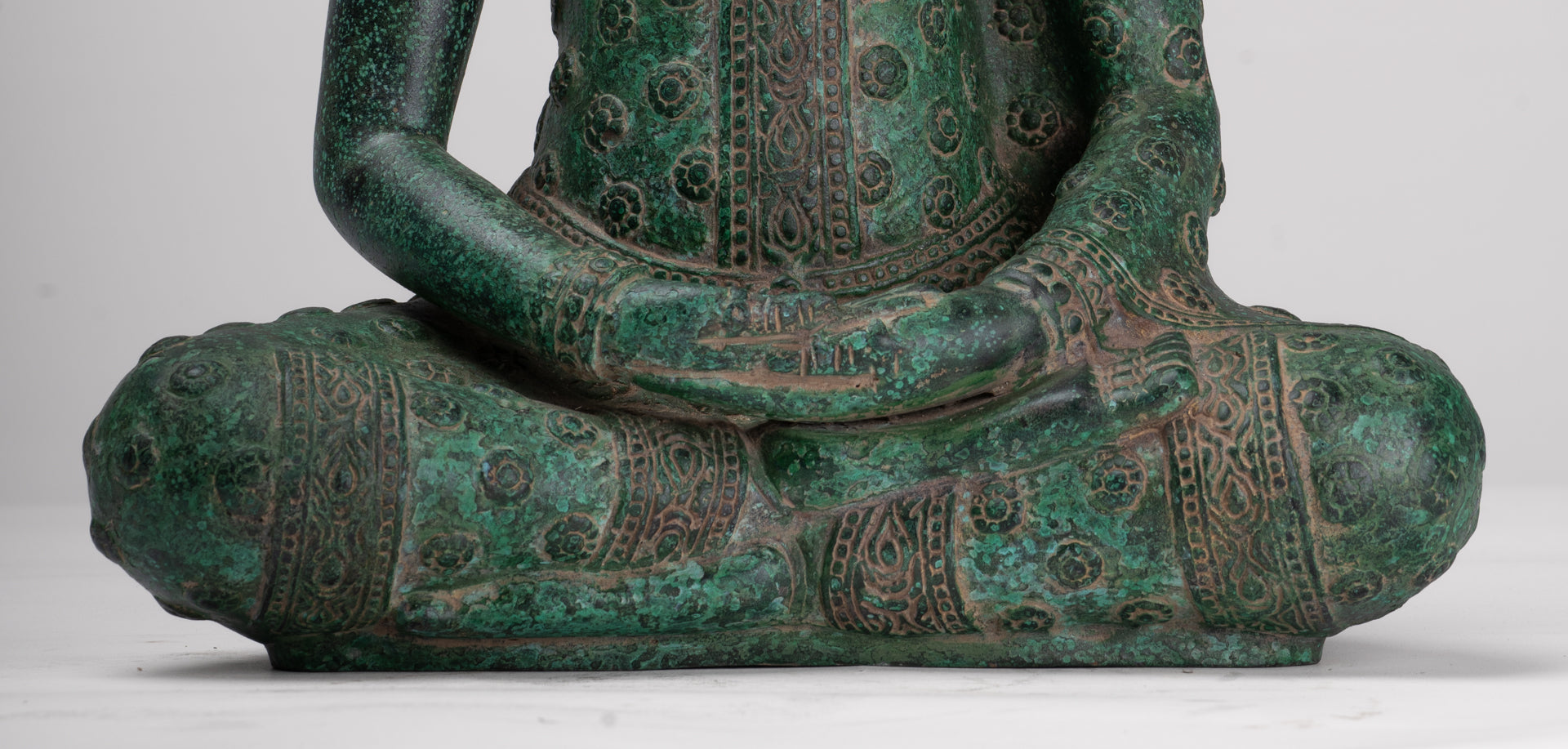 Buddha Statue - Antique Khmer Style Bronze Seated Amitabha Meditation Buddha Statue - 37cm/15"