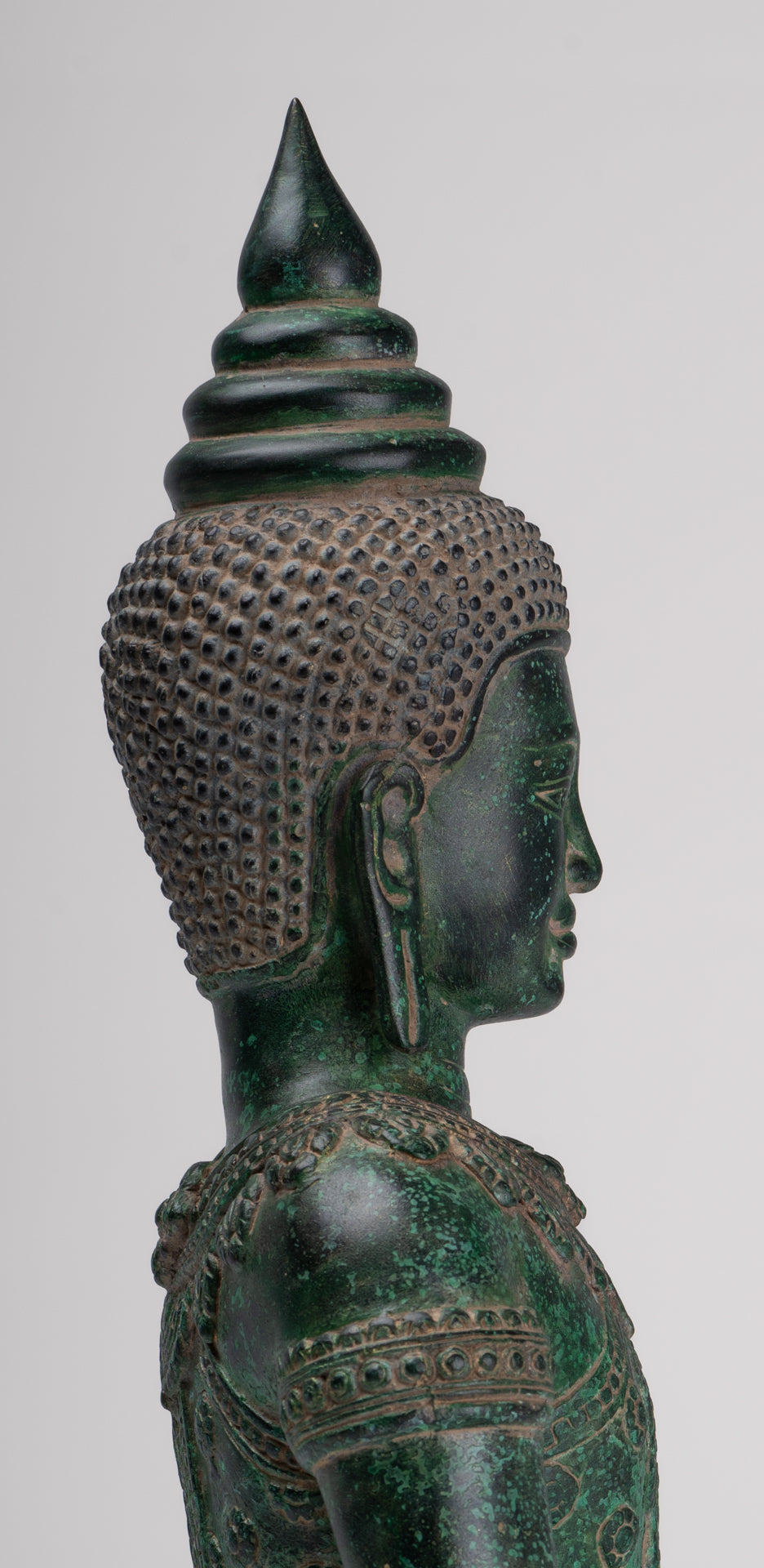 Buddha Statue - Antique Khmer Style Bronze Seated Amitabha Meditation Buddha Statue - 37cm/15"