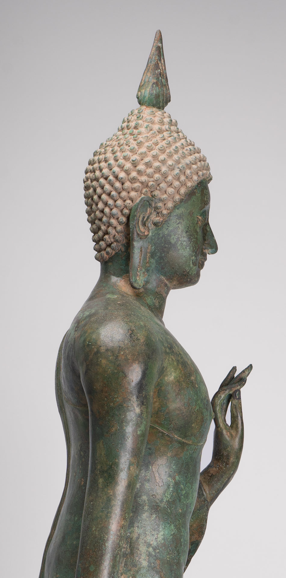 Large Antique Thai Style Sukhothai Bronze Teaching Walking Buddha Statue - 147cm/59"