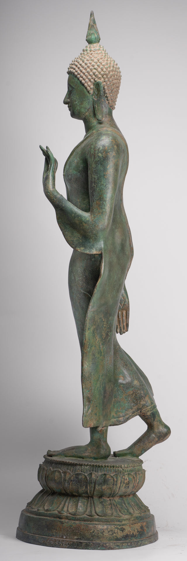 Large Antique Thai Style Sukhothai Bronze Teaching Walking Buddha Statue - 147cm/59"