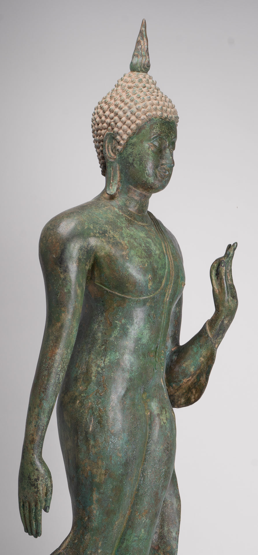 Large Antique Thai Style Sukhothai Bronze Teaching Walking Buddha Statue - 147cm/59"