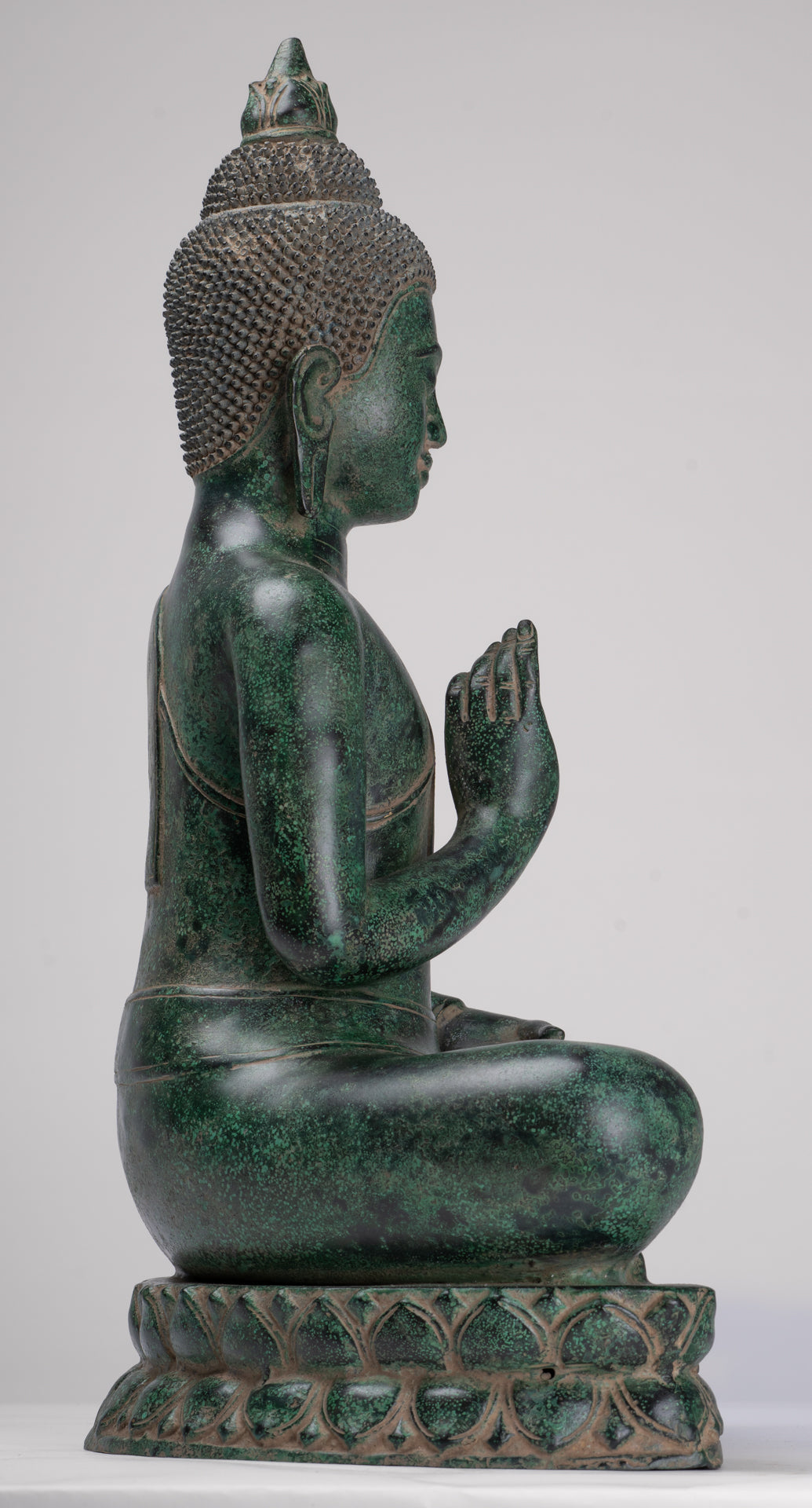 Buddha Statue - Antique Khmer Style Bronze Enthroned Teaching Buddha Statue - 47cm/19"