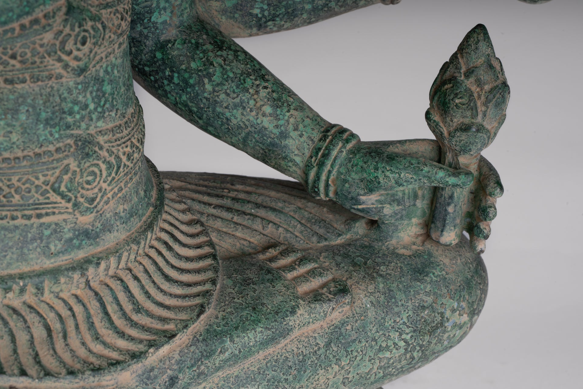 Brahma Statue - Antique Khmer Style Bronze 8 Arm Bayon Brahma - Hindu God Creation - 40cm/16"