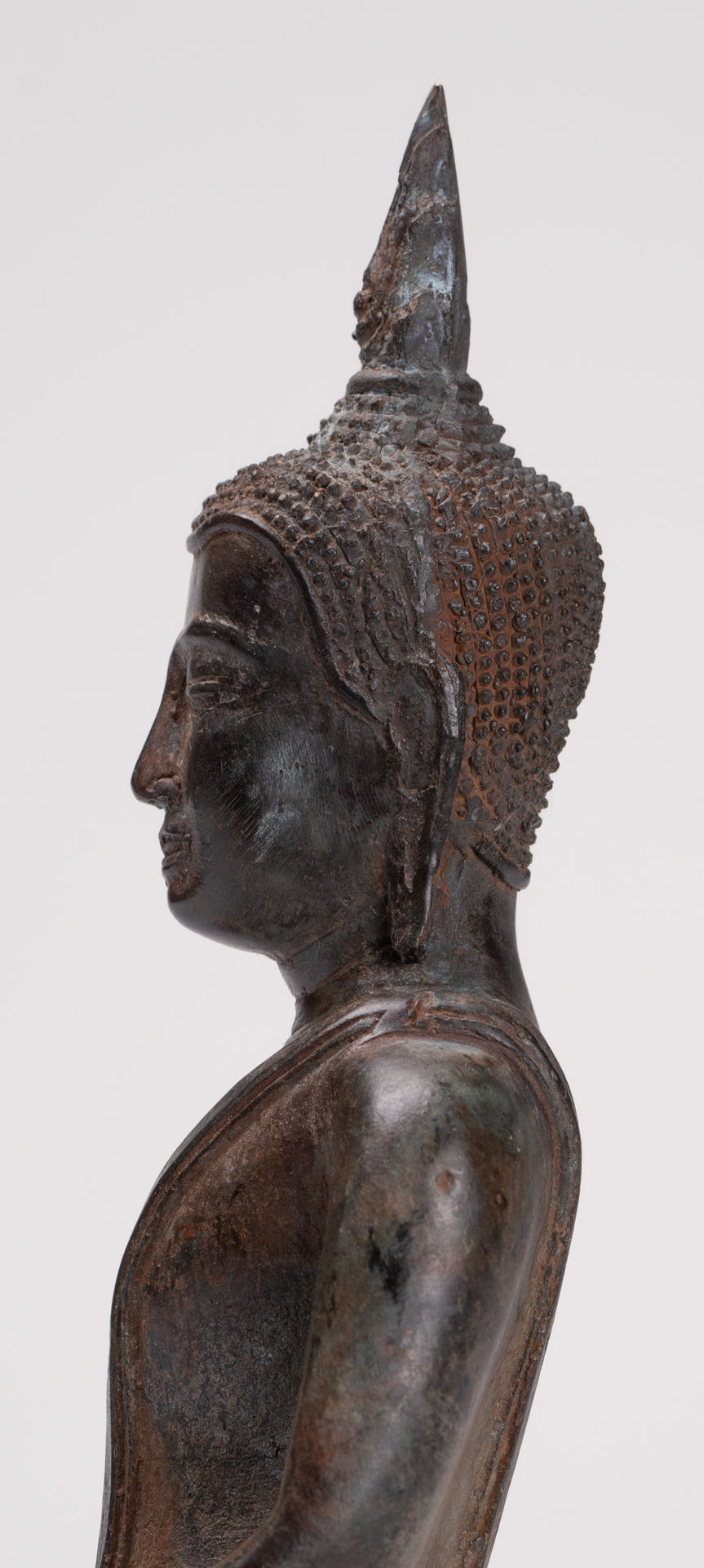 Buddha Statue - Antique Ayutthaya Style Seated Enlightenment Buddha Statue - 19cm/8"