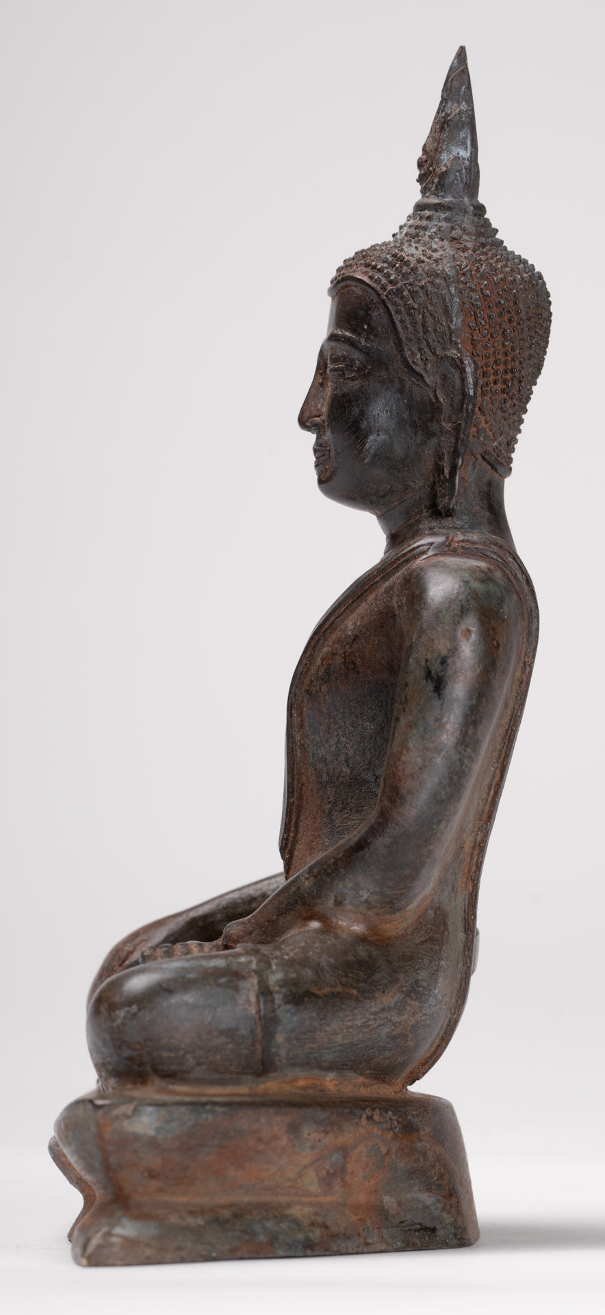Buddha Statue - Antique Ayutthaya Style Seated Enlightenment Buddha Statue - 19cm/8"