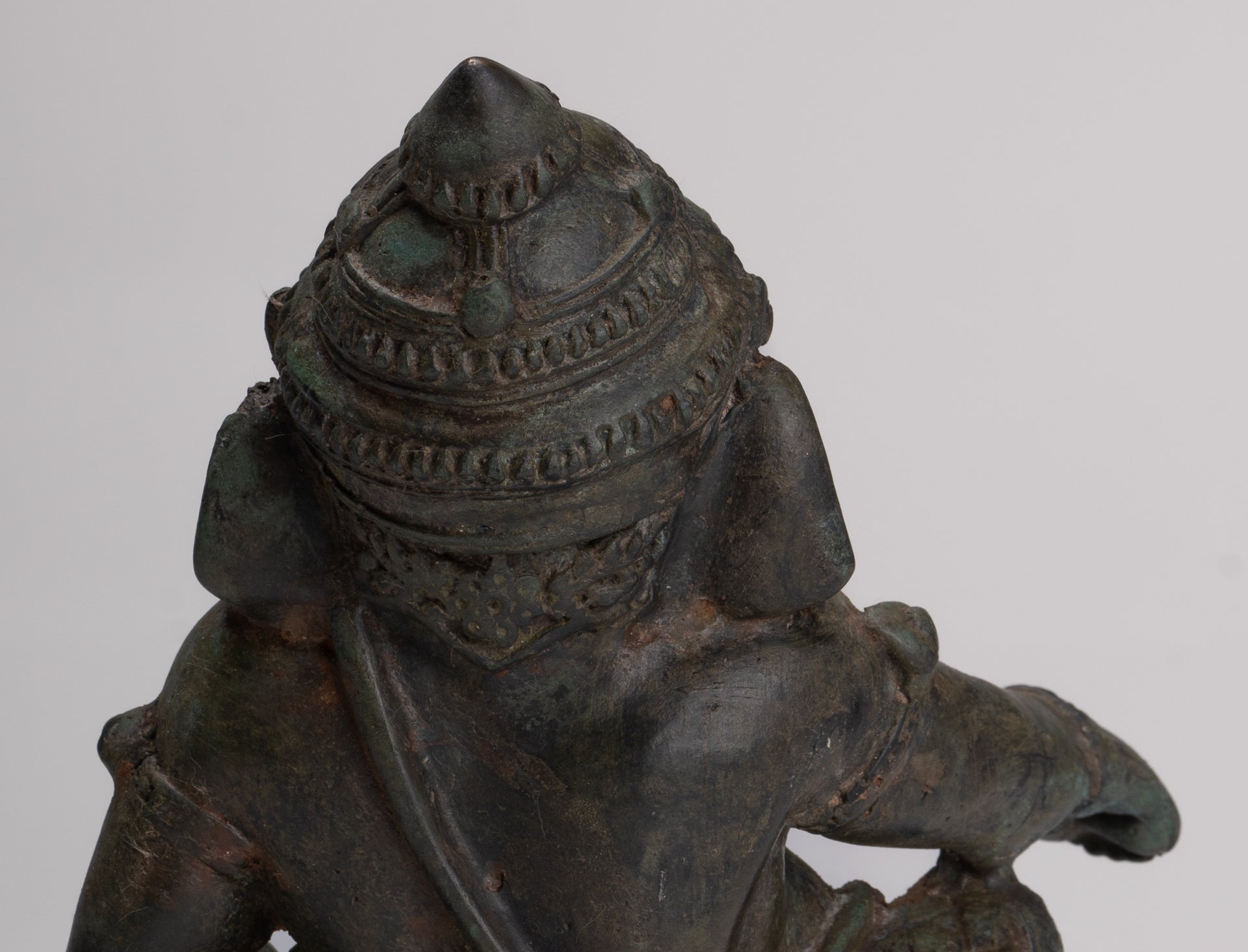 Ganesha Statue - Antique Thai Style Bronze Reclining Ganesha Statue - 17cm/7"