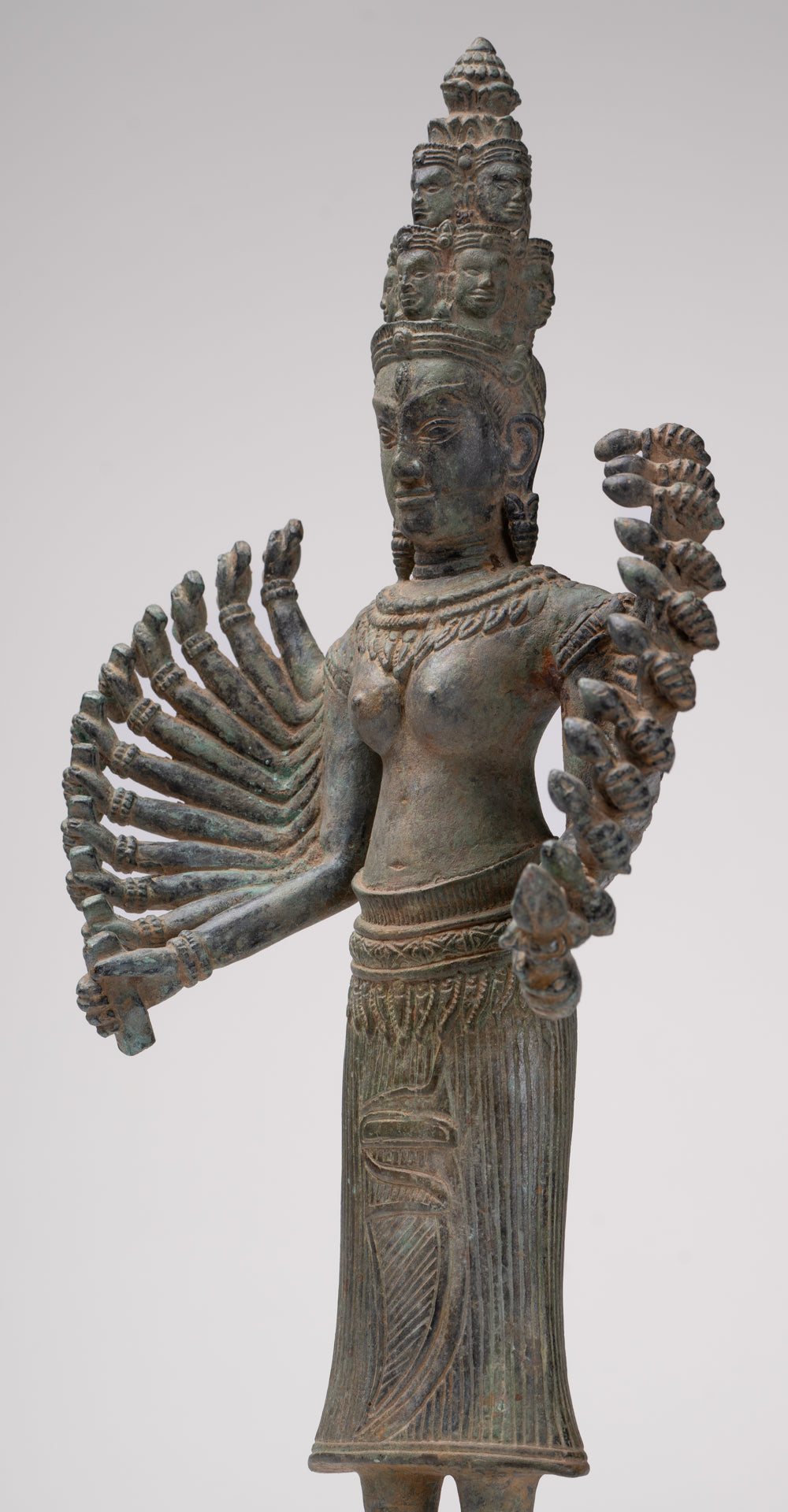 Deity Statue - Antique Khmer Style Bayon Prajnaparamita Statue / Goddess - 36cm/14"