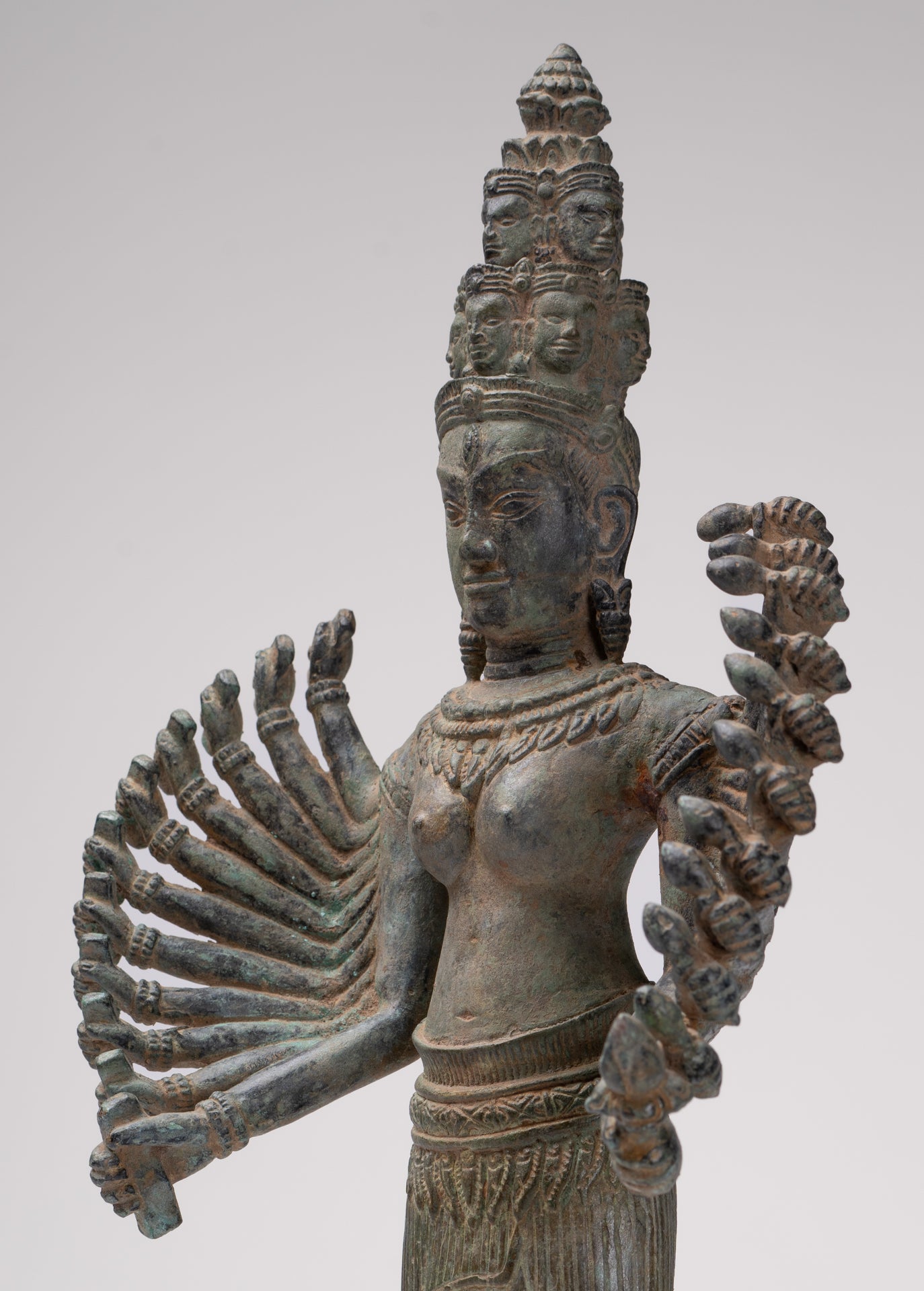 Deity Statue - Antique Khmer Style Bayon Prajnaparamita Statue / Goddess - 36cm/14"