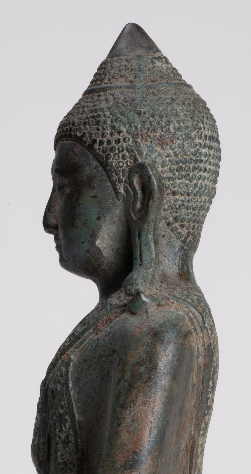 Buddha Statue - Antique Thai Style Chiang Rung Seated Buddha Statue - 23cm/9"