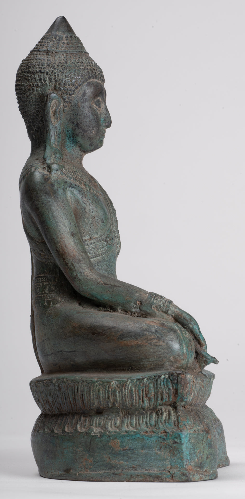 Buddha Statue - Antique Thai Style Chiang Rung Seated Buddha Statue - 23cm/9"