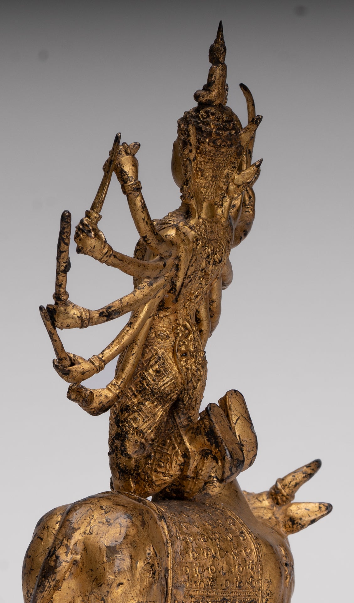 Shiva and Nandi - Antique Thai Style Rattanakosin Shiva and Nandi Statue - 27cm/11"