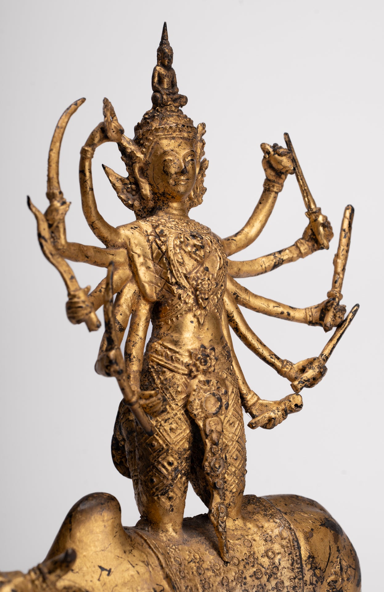 Shiva and Nandi - Antique Thai Style Rattanakosin Shiva and Nandi Statue - 27cm/11"