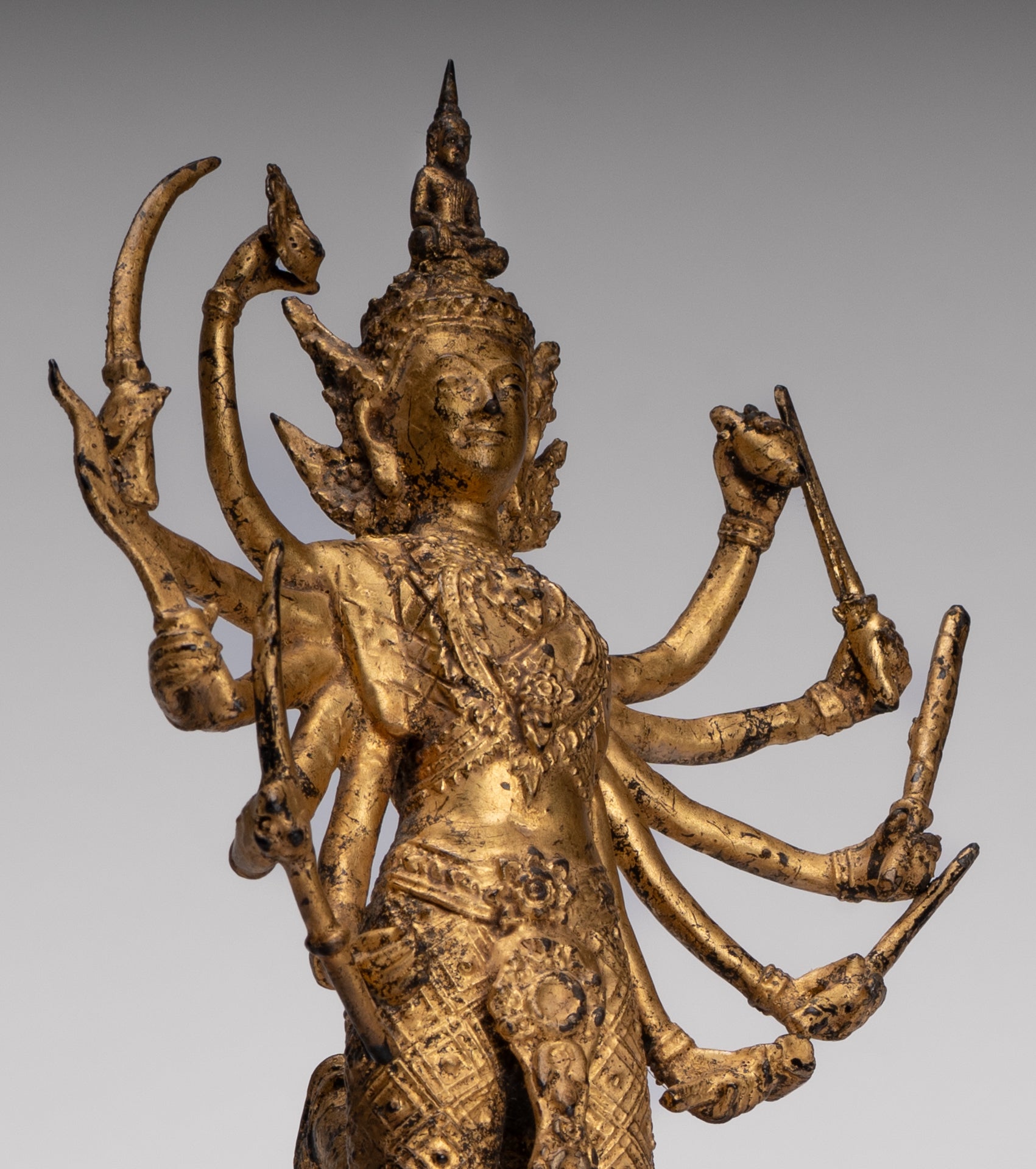 Shiva and Nandi - Antique Thai Style Rattanakosin Shiva and Nandi Statue - 27cm/11"