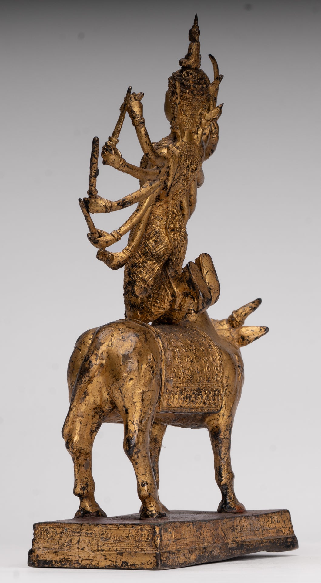 Shiva and Nandi - Antique Thai Style Rattanakosin Shiva and Nandi Statue - 27cm/11"