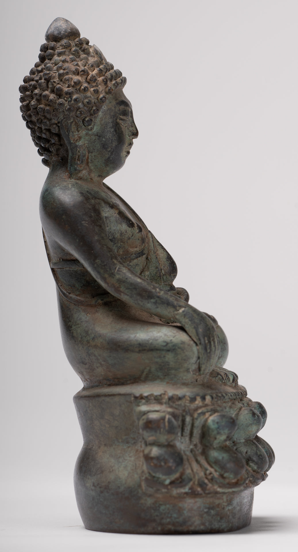 Buddha Statue - Antique Chinese Style Seated Bronze Enlightenment Buddha - 16cm/6"