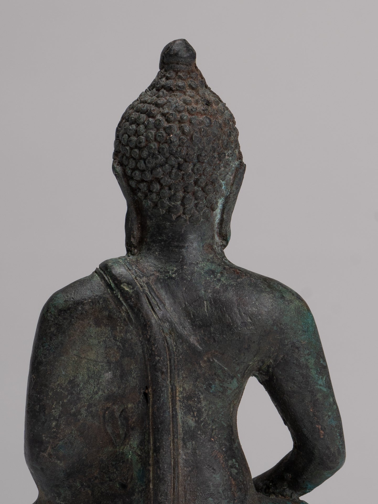 Buddha Sculpture - Antique Thai Style Bronze Seated Chiang Saen Meditation Buddha Statue - 15cm/6"