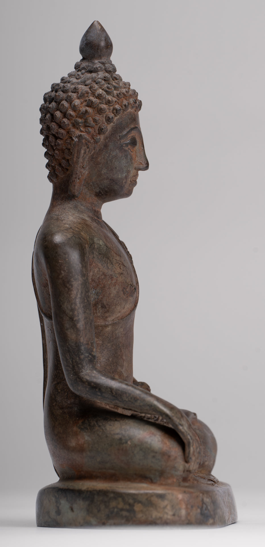 Buddha Statue - Antique Thai Style Bronze Chiang Saen Enlightenment Buddha Statue - 18cm/7"