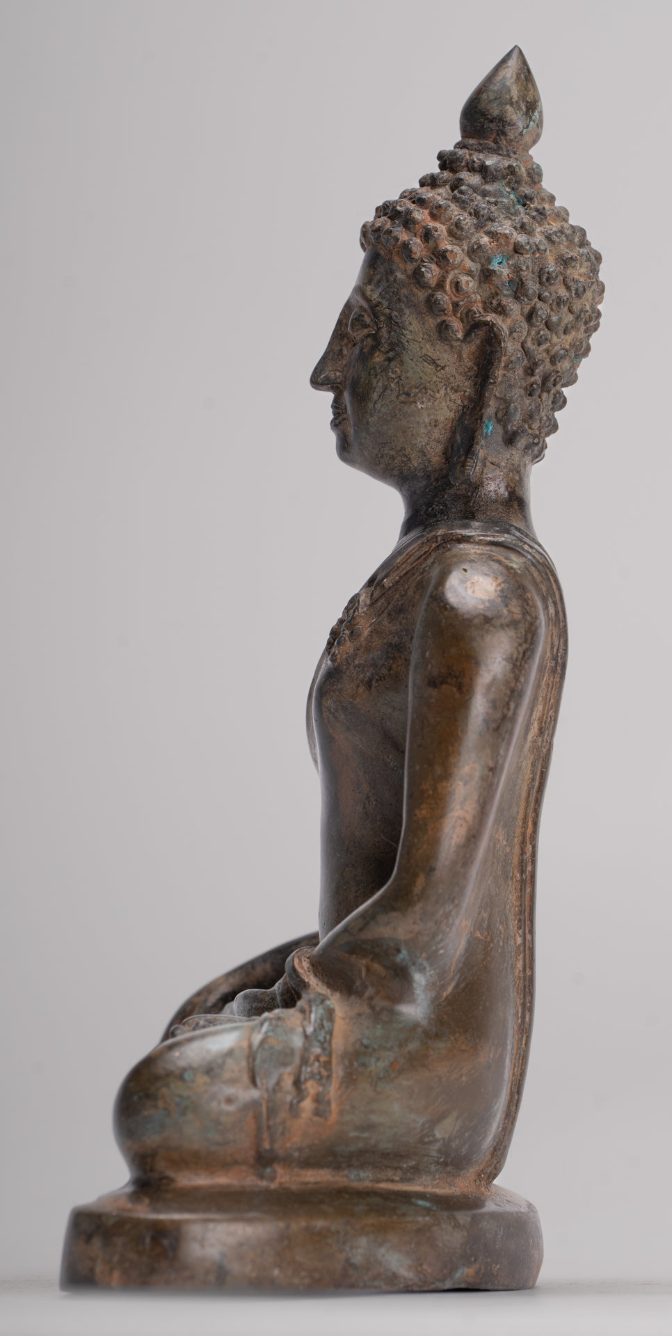 Buddha Statue - Antique Thai Style Bronze Chiang Saen Enlightenment Buddha Statue - 18cm/7"