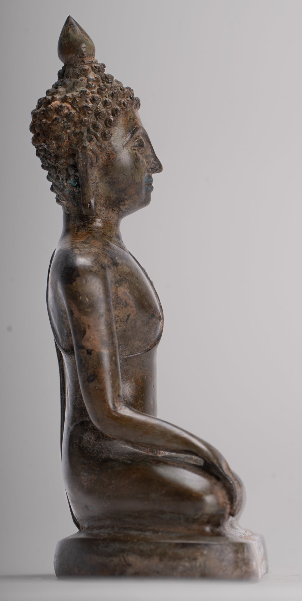 Buddha Statue - Antique Thai Style Bronze Chiang Saen Enlightenment Buddha Statue - 18cm/7"