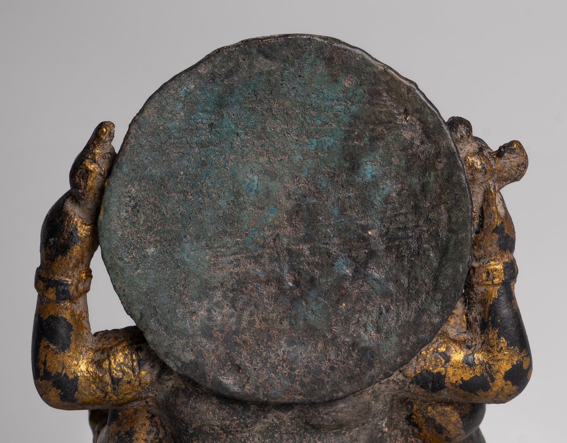 Ganesh - Antique Thai Style Bronze Seated Ganesha - 23cm/9"