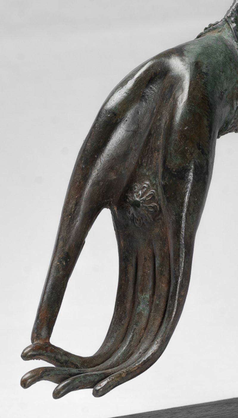 Mounted Antique Thai Style Southeast Asia Bronze Thai Teaching Hand - 25cm/10"