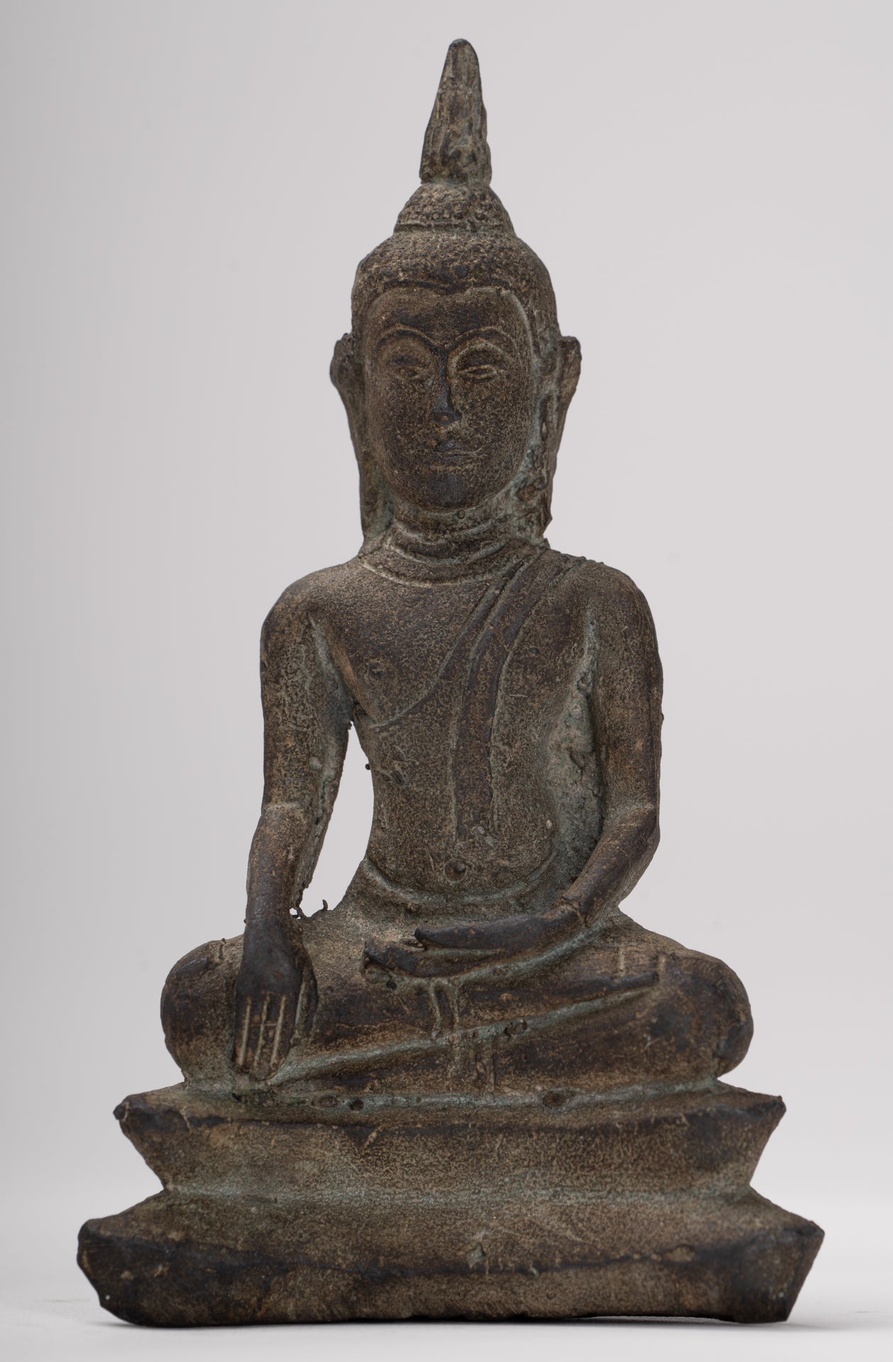 Buddha Statue - Antique Ayutthaya Style Seated Enlightenment Buddha Statue - 12.5cm/5"