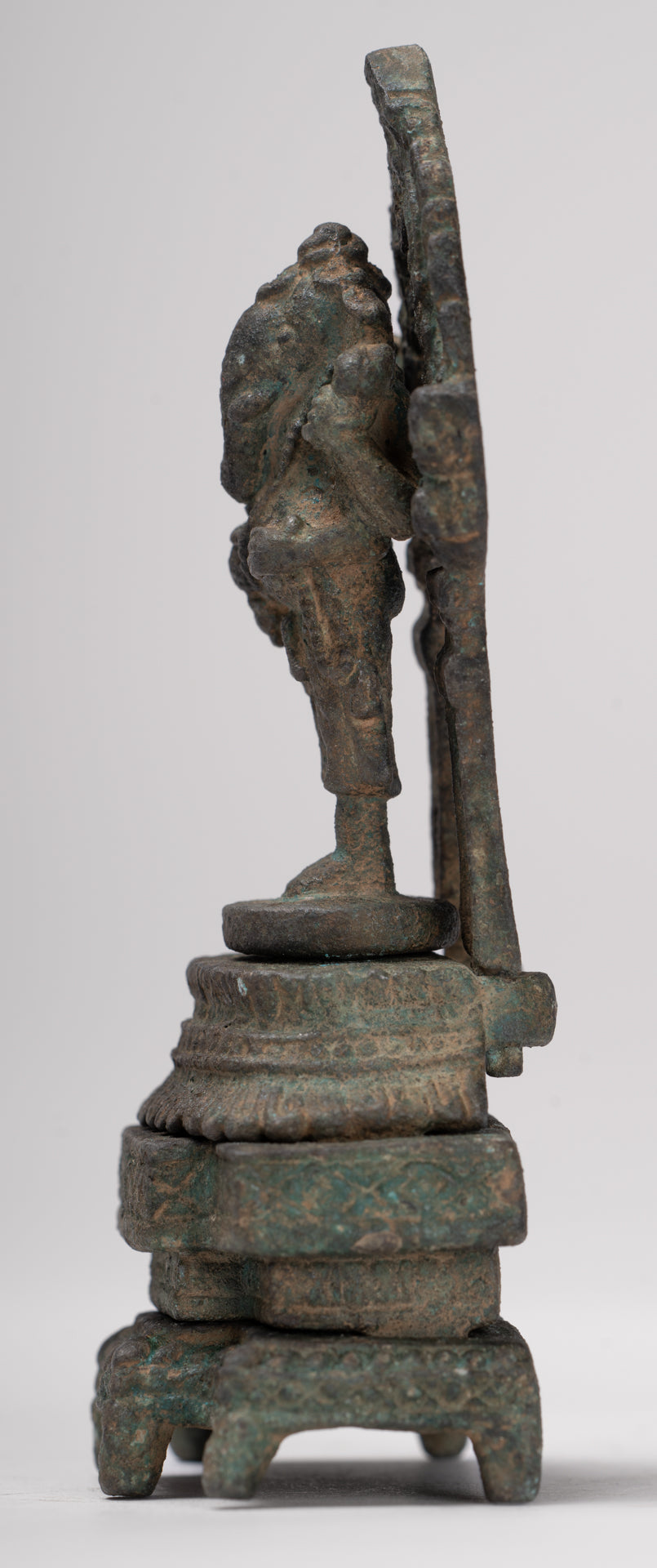 Ganesha Statue - Antique Thai Style Enthroned Bronze Standing Ganesha Statue - 11.5cm/5"