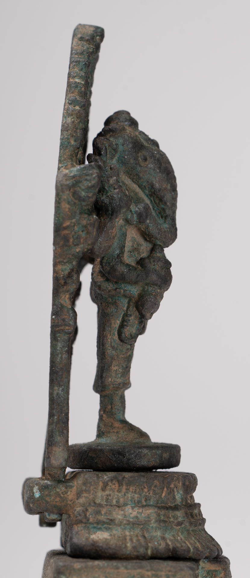 Ganesha Statue - Antique Thai Style Enthroned Bronze Standing Ganesha Statue - 11.5cm/5"