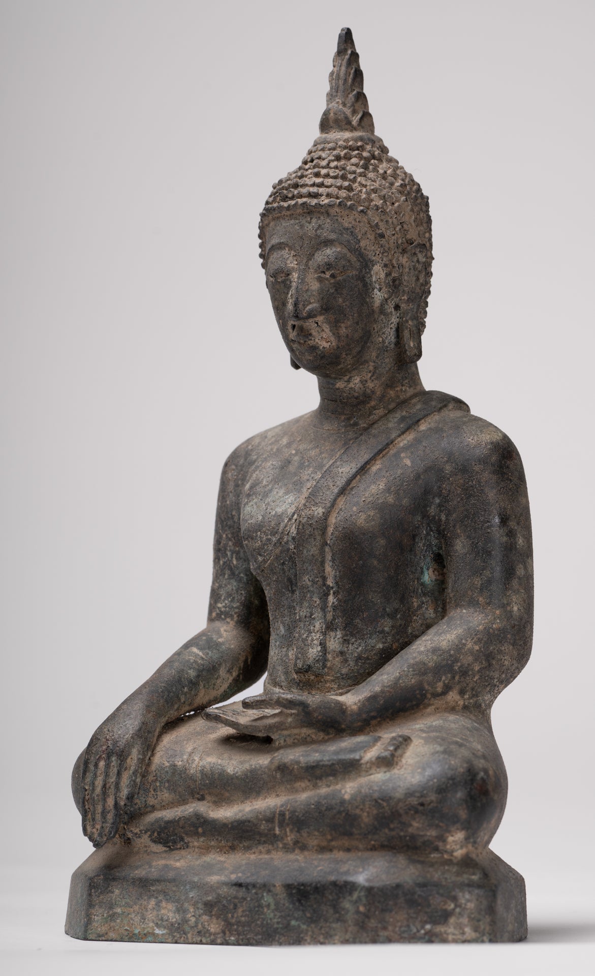 Buddha Statue - Antique U Thong Style Bronze Enlightenment Buddha Statue - 23.5cm/9"