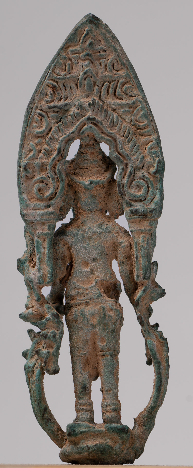 Ganesha Statue - Antique Khmer Style Enthroned Bronze Standing Ganesha Statue - 16cm/6"