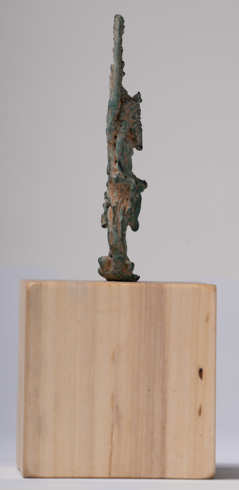 Ganesha Statue - Antique Khmer Style Enthroned Bronze Standing Ganesha Statue - 16cm/6"