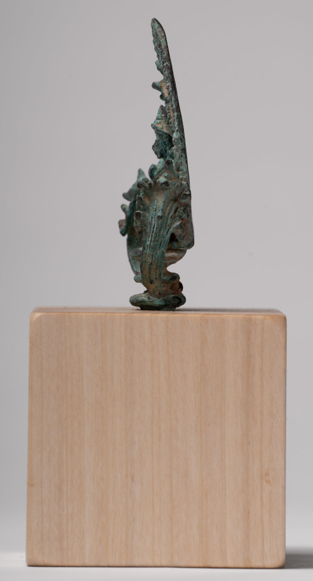 Vishnu Statue - Antique Khmer Style Enthroned Bronze Seated Vishnu Statue - 14cm/6"