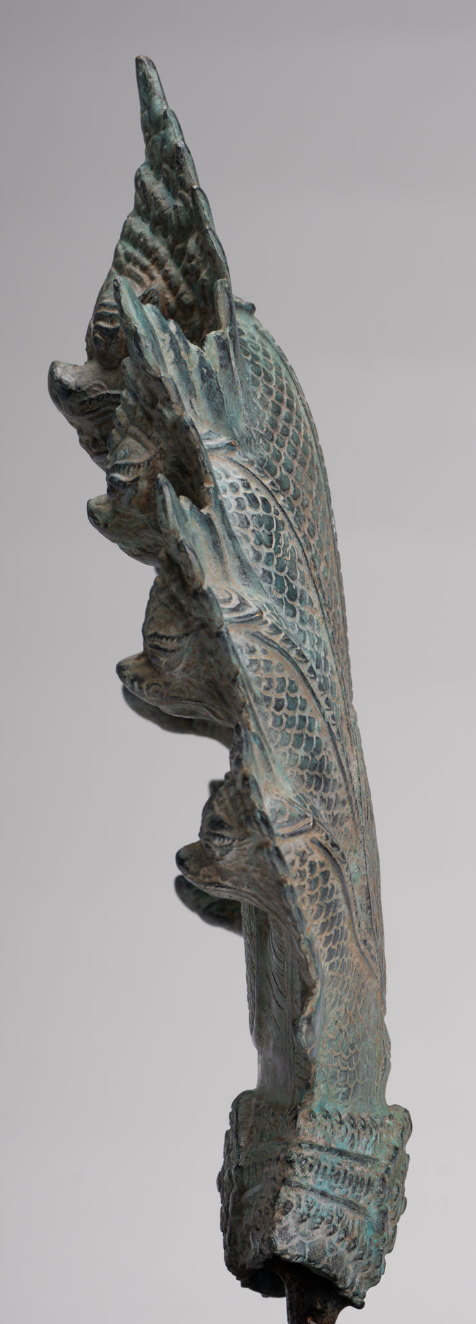 Naga Statue - Antique Khmer Style Bronze Protective Naga, Snake or Serpent Statue - 36cm/14"