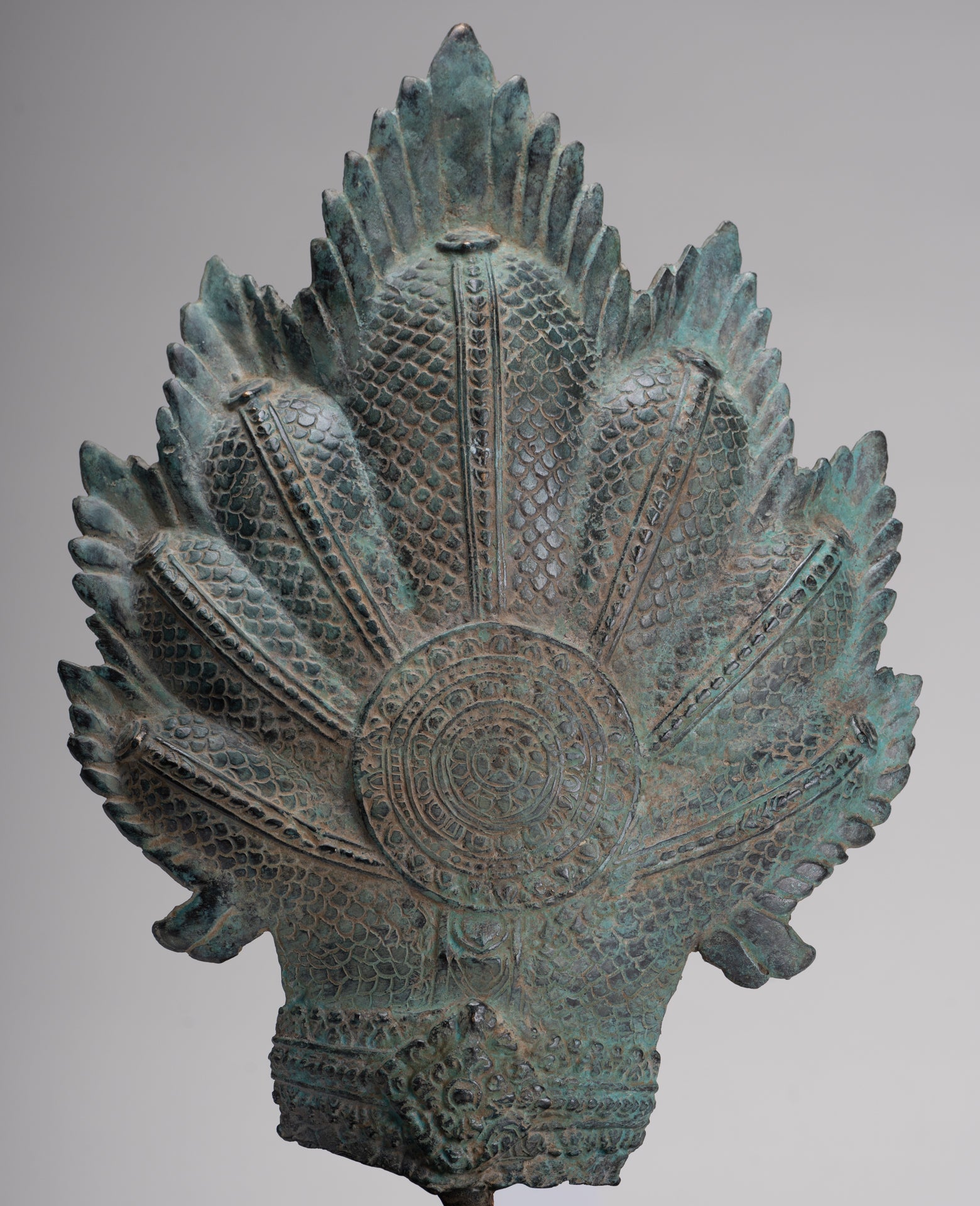 Naga Statue - Antique Khmer Style Bronze Protective Naga, Snake or Serpent Statue - 36cm/14"