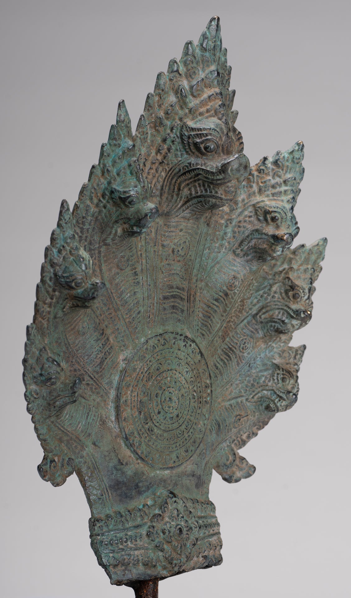 Naga Statue - Antique Khmer Style Bronze Protective Naga, Snake or Serpent Statue - 36cm/14"