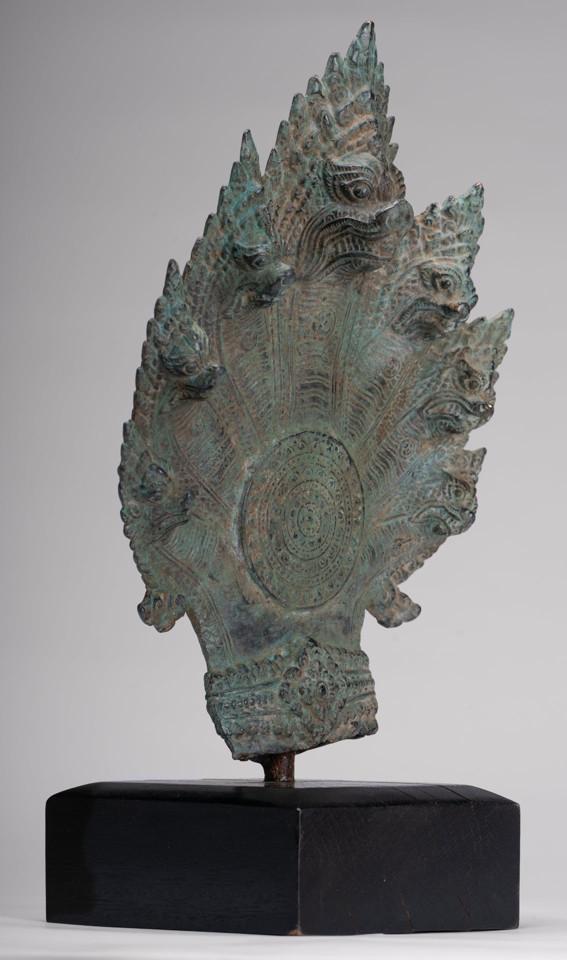 Naga Statue - Antique Khmer Style Bronze Protective Naga, Snake or Serpent Statue - 36cm/14"