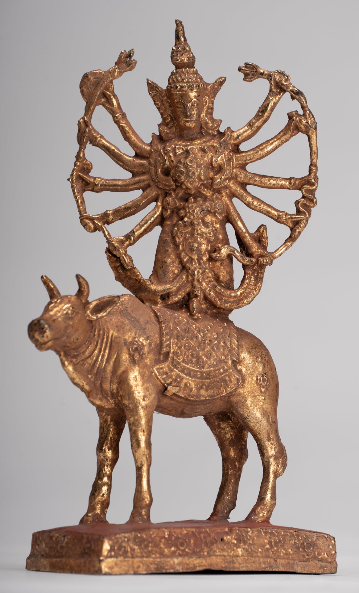 Shiva and Nandi - Antique Thai Style Rattanakosin Shiva and Nandi Statue - 19.5cm/8"