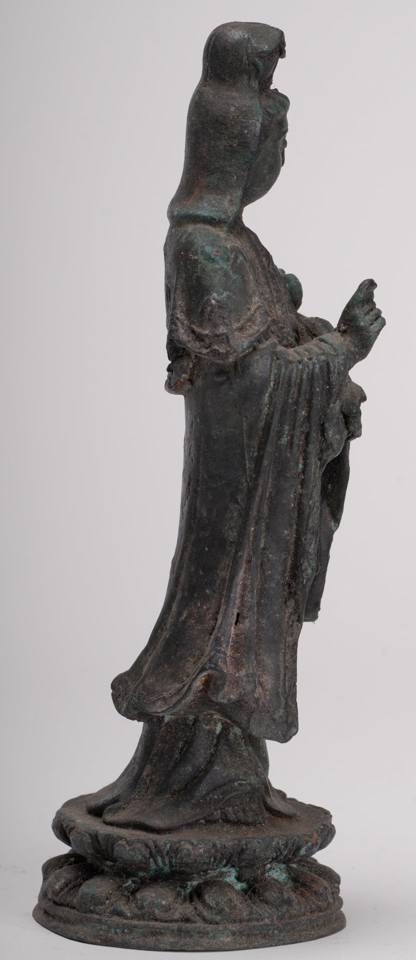 Antique Chinese Style Bronze Bodhisattvas Kwan Yin or Guanyin Statue - 26cm/10"