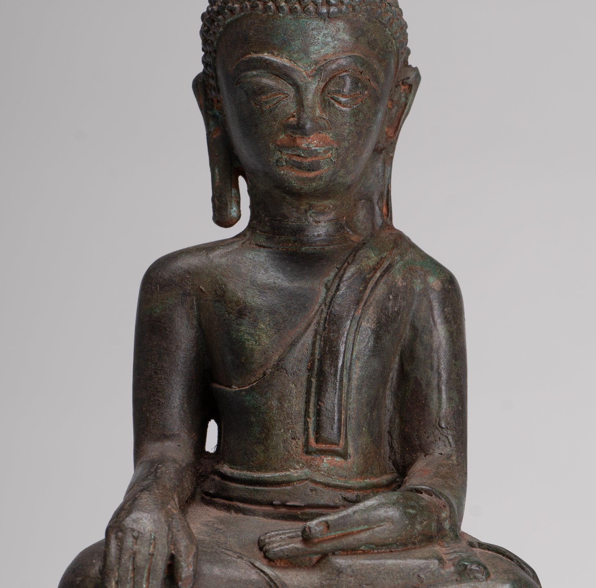 Buddha Statue - Antique Laos Style Bronze Enlightenment Elephant Buddha Statue - 30cm/12"