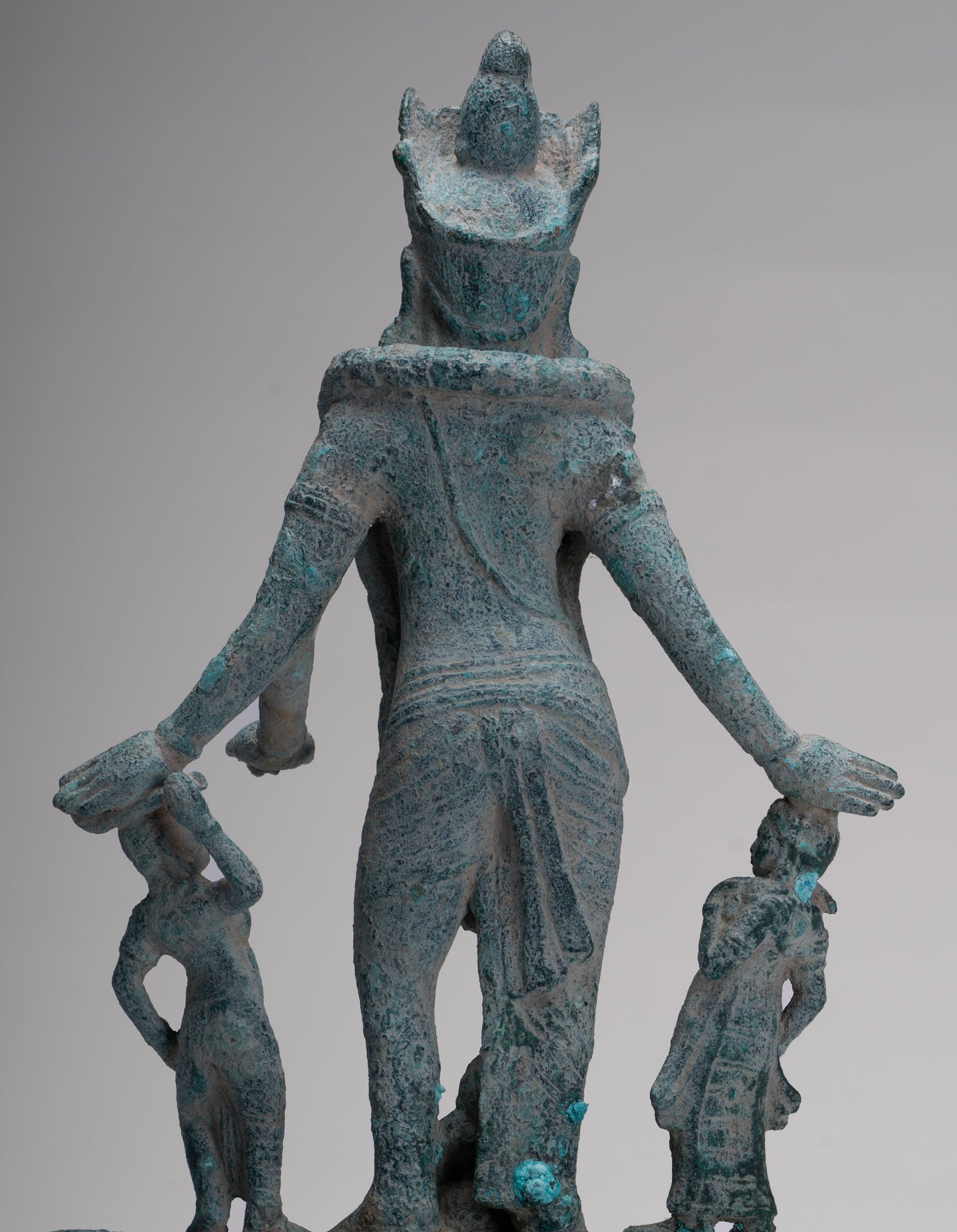 Vishnu Statue - Antique Phnom Da Style Khmer Vishnu with Gadanari and Chakrapurusha - 39cm/16"
