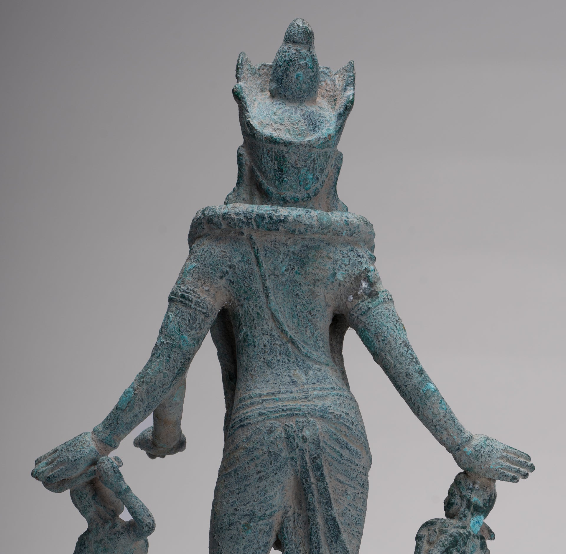 Vishnu Statue - Antique Phnom Da Style Khmer Vishnu with Gadanari and Chakrapurusha - 39cm/16"