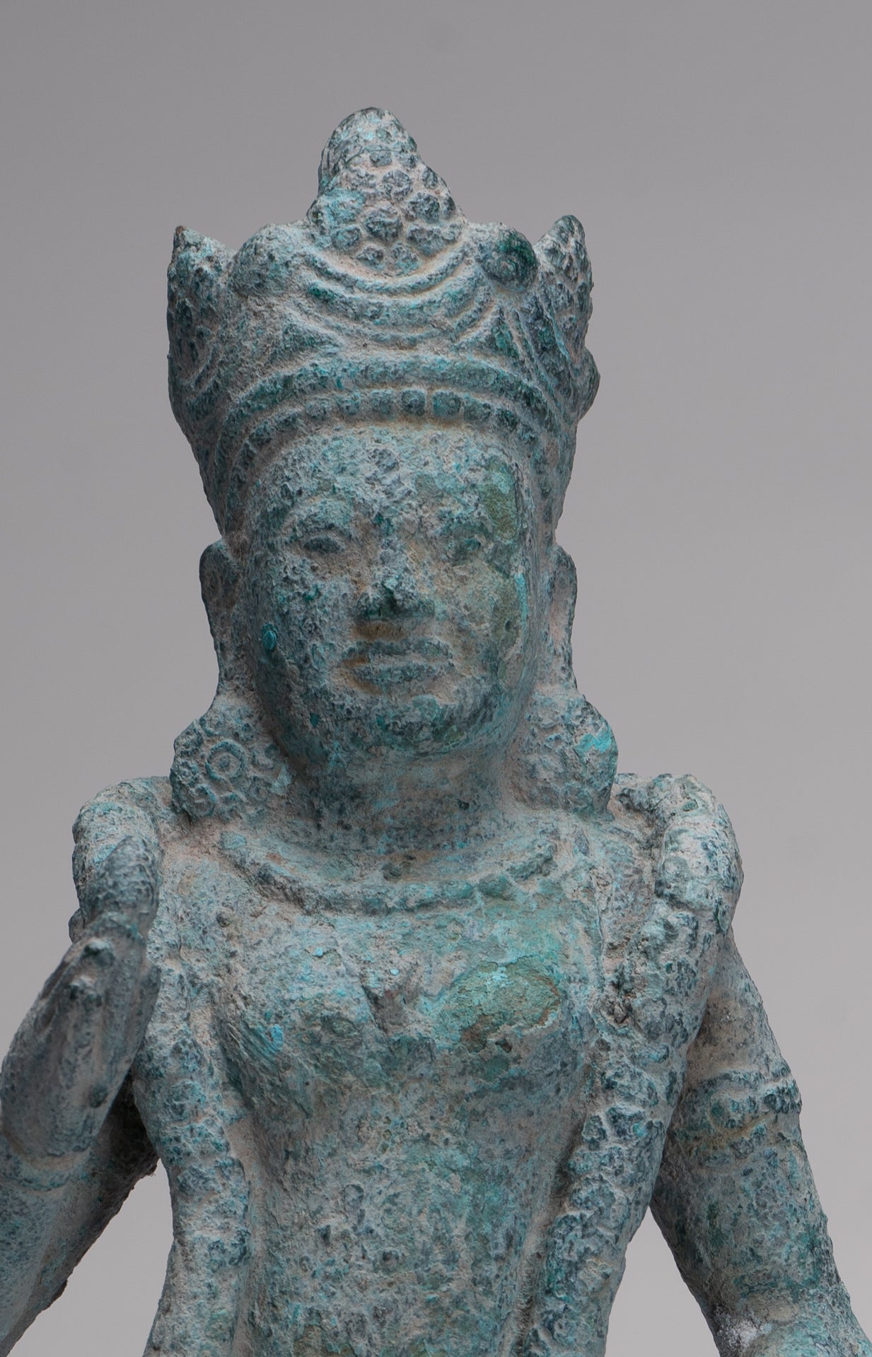 Vishnu Statue - Antique Phnom Da Style Khmer Vishnu with Gadanari and Chakrapurusha - 39cm/16"