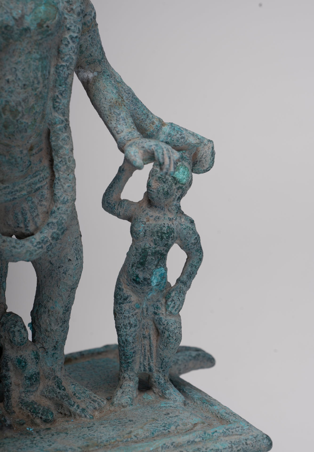 Vishnu Statue - Antique Phnom Da Style Khmer Vishnu with Gadanari and Chakrapurusha - 39cm/16"